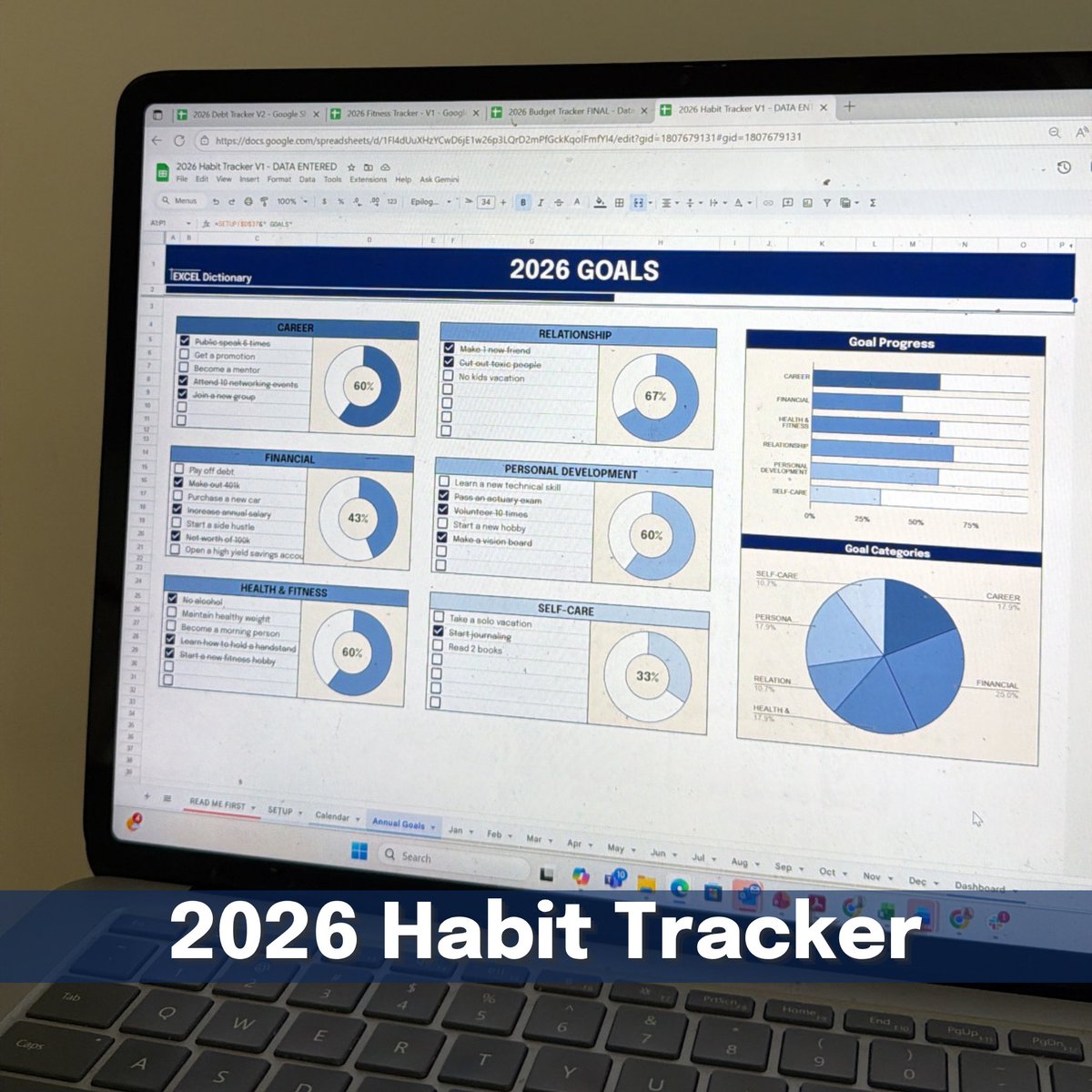 exceldictionary's tweet image. Meet the NEW 2026 Habit Tracker! ✅
Track habits, goals &amp;amp; progress with auto charts.

🆕 Dynamic year selection — use it ANY year, no more rebuying!
Plus streak tracking &amp;amp; milestones.

Join the waitlist for the lowest price 👉 excel-dictionary.com/pages/2026-tra…
#excel #productivity