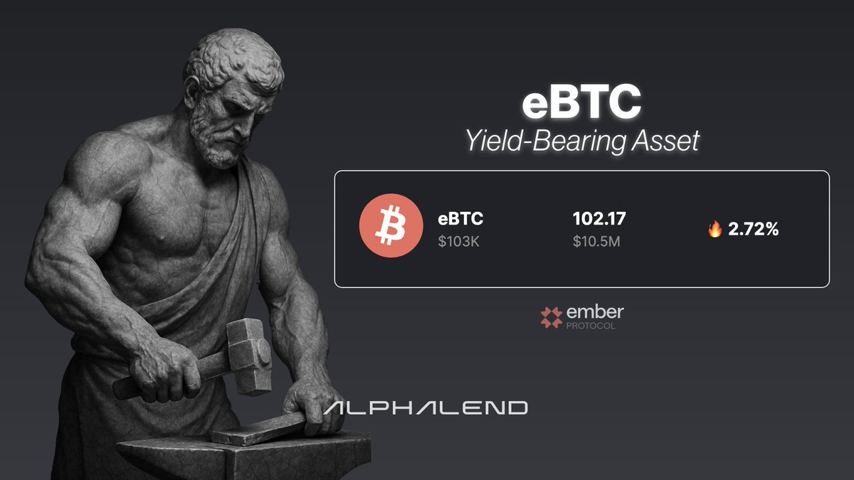 AlphaFiSUI's tweet image. Yield-bearing assets are the next level of DeFi.

With Ember + AlphaLend, $BTC earns over 15% APY and still acts as the strongest crypto collateral.

That’s alpha.