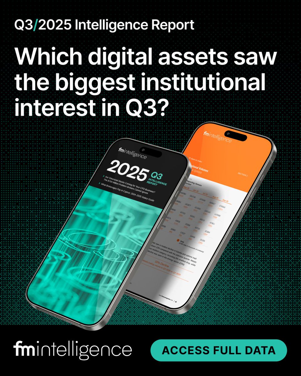 financemagnates's tweet image. 📊Q3 saw notable shifts in institutional trading. Some digital assets surged in focus while others stayed steady. Explore the trends in our latest Q3 Intelligence report.

Access full data👉 bit.ly/4nJJ2Uq

#InstitutionalTrading #Crypto