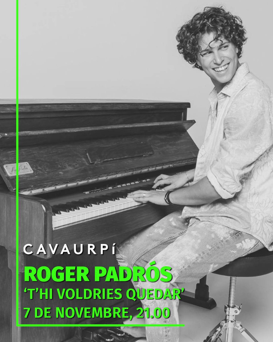 🎹 Un directe honest per presentar la nova proposta d’un dels cantautors més personals de Sabadell.

✅ Roger Padrós presenta 'T’hi voldries quedar'
📅 Divendres 7 de novembre de 2025, 21.00
📍 CavaUrpí #Sabadell (c. Sant Maties 5)
🎟️ Entrades a f.mtr.cool/ofakqebqnr