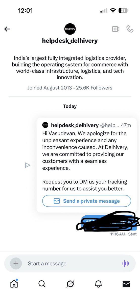vasu_rishi2000's tweet image. @help_delhivery You asked for my tracking number via DM. I sent it. Not even an acknowledgement. Is this support or a black hole? At this point, I’d get faster replies from a wall. #DelhiveryDisaster #CustomerSupportFail #FixYourService #JagoGrahakJago
