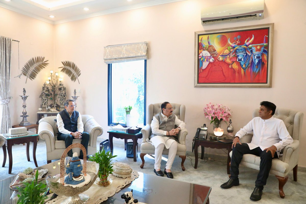 vijai63's tweet image. Today, I accompanied BJP President Shri J P Nadda ji during his meeting with the Leader of Opposition of Sri Lanka, Mr. Sajith Premadasa. Both the leaders discussed how to continue party to party dialogue between BJP and SJB. Shri Nadda ji also explained on coordination between…