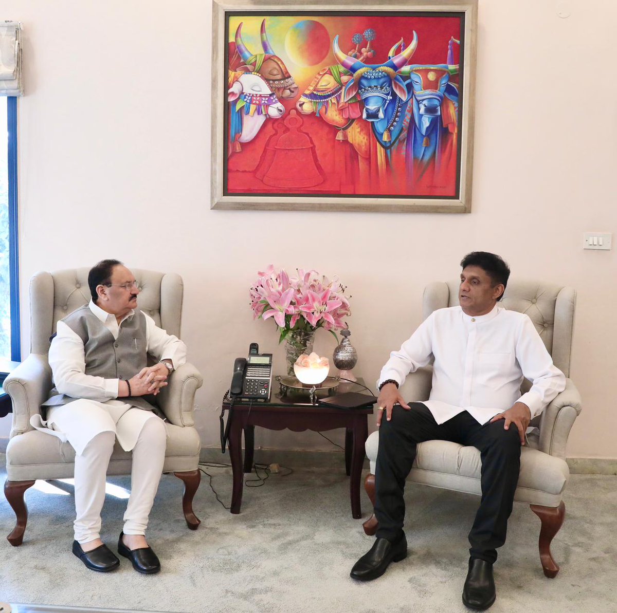 vijai63's tweet image. Today, I accompanied BJP President Shri J P Nadda ji during his meeting with the Leader of Opposition of Sri Lanka, Mr. Sajith Premadasa. Both the leaders discussed how to continue party to party dialogue between BJP and SJB. Shri Nadda ji also explained on coordination between…