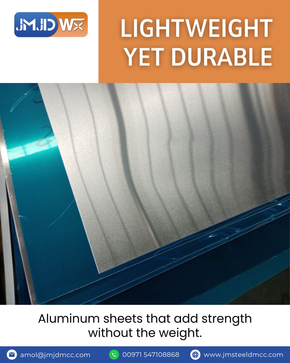 JmjdTrading's tweet image. Our aluminum sheets offer the perfect balance of strength and lightness, adds durability to your projects without compromising on weight.

📧 Contact us: amol@jmjdmcc.com
📞 Call us: +971 547108868
🌐 Visit: jmsteeldmcc.com

#AluminumSheets #LightweightSteel #DurableSteel