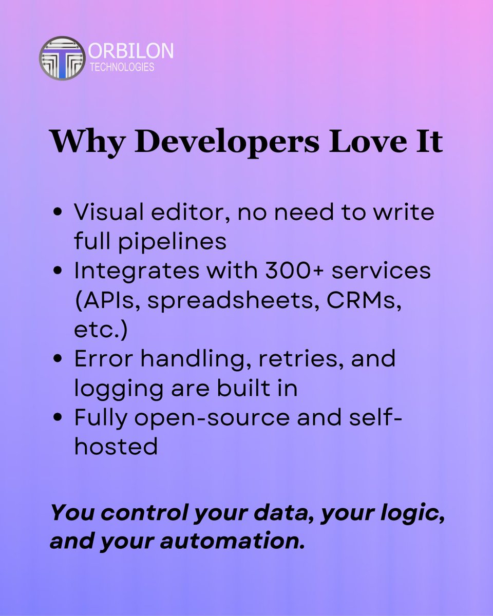 orbilontech1's tweet image. Why run 10 Queries Manually When One n8n Workflow can do it all For You?
#OrbilonTechnologies #n8nAutomation #SQLAutomation #WorkflowAutomation #DataEngineering #DevOps #OpenSourceTools #DevelopersCommunity