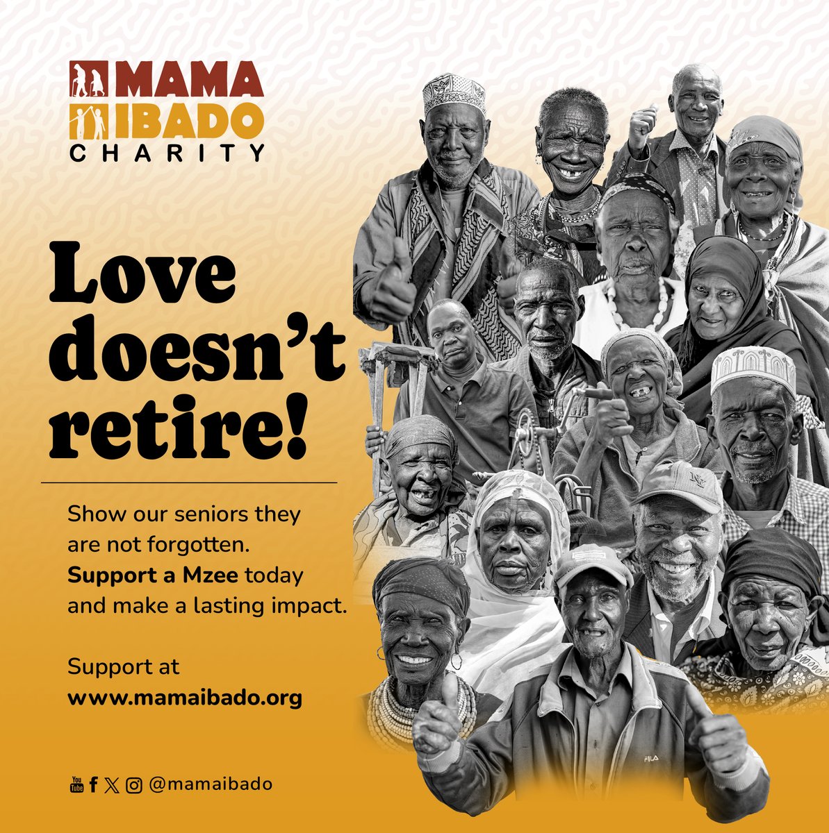 For just KES 3,500, you can change a life.

That’s one month of food, comfort, and dignity for a vulnerable senior. Let’s stand together and ensure no senior goes to bed hungry.

Visit mamaibado.org to support. Join the #SupportAMzeeChallenge today!