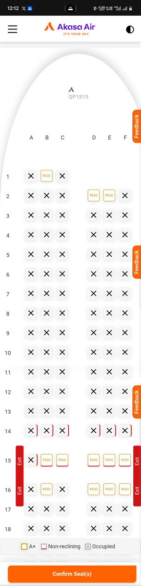 Curi0usEngineer's tweet photo. Hey @AkasaAir, there are no free seats left and none auto assigned. I can't get my boarding pass without paying. What's the point of web check in? 😤 https://t.co/9cpuiQPZFL