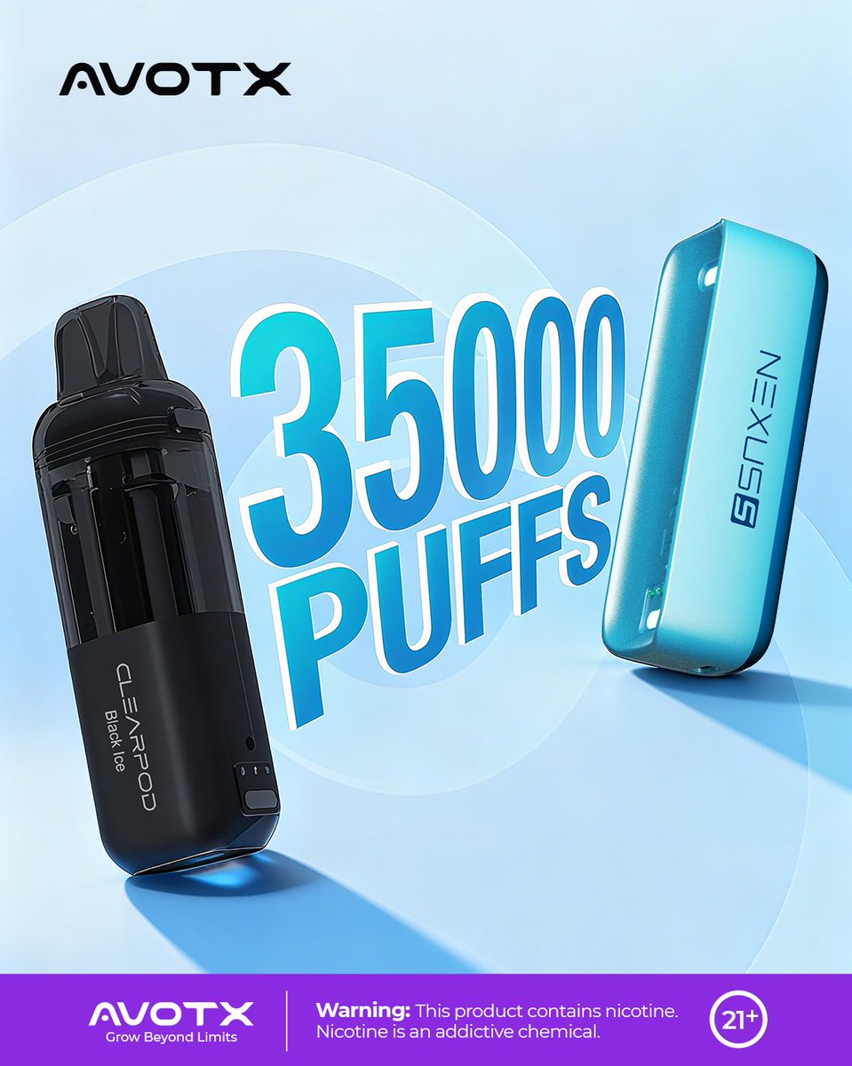 avotxofficial's tweet image. Some count the puffs. We count the moments. 🔥
35,000 puffs mean 35,000 reasons to keep going — powered by clarity, designed for performance, and built to last.
This is stamina in style.
#AVOTX #GrowBeyondLimits #NexusS #ClearPod