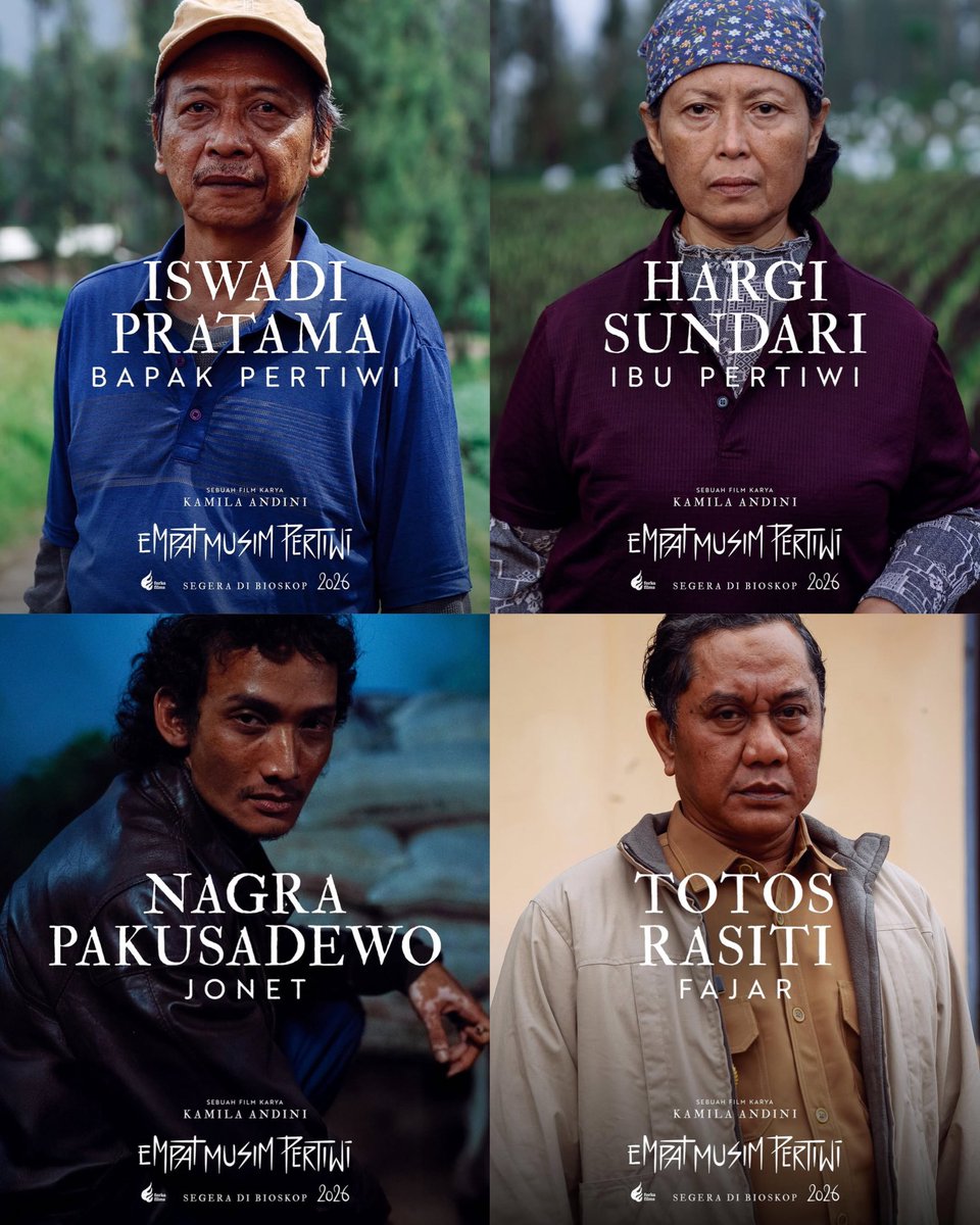 FilmIndoSource's tweet image. Kamila Andini’s ‘EMPAT MUSIM PERTIWI’ adds Iswadi Pratama, Hargi Sundari, Nagra Pakusadewo, and Totos Rasiti to the cast of ‘FOUR SEASONS IN JAVA’.

Coming soon in 2026.
