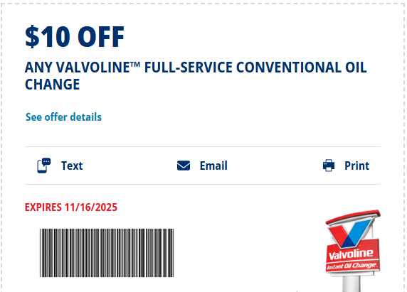 $19.99 Valvoline Oil Change Coupon April 2026 tweet media