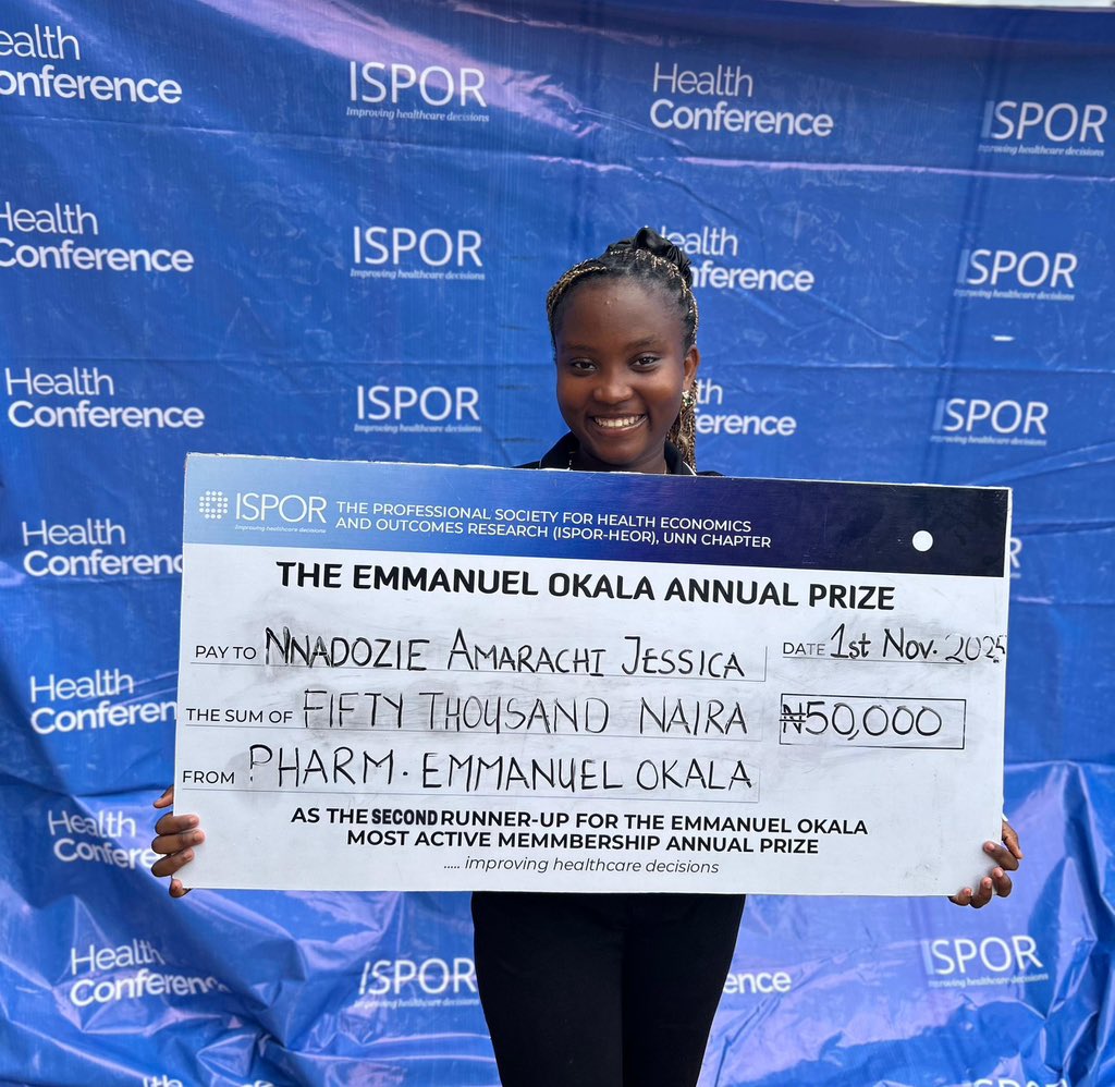 EOkala's tweet photo. All the winners in high spirits as they received their cash prizes 
These little things will surely make the world a better place 
#ISPOR @ISPOR_HEOR_UNN https://t.co/YZ4sfJ1zVc