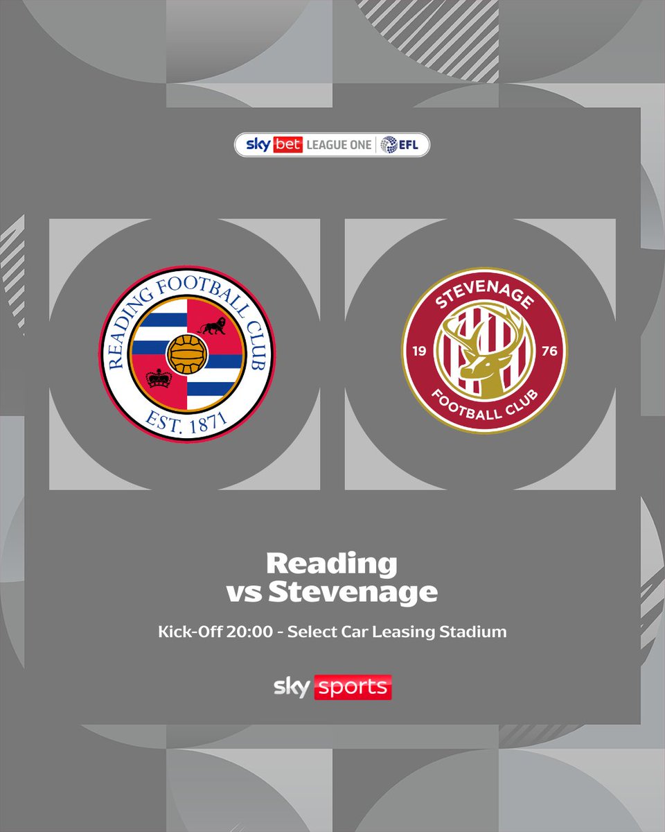 Coming up tonight!

<a href="/ReadingFC/">Reading FC</a> 🆚 <a href="/StevenageFC/">Stevenage FC 🔴⚪</a> 

#EFL | #SkyBetLeagueOne