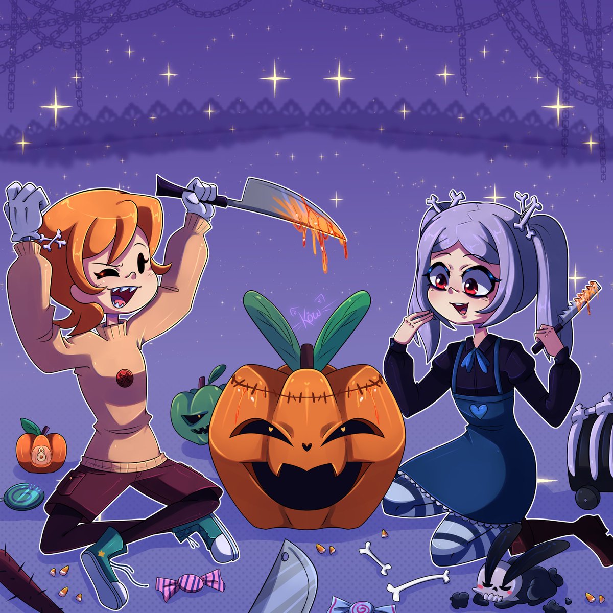 -𝙋𝙪𝙢𝙥𝙠𝙞𝙣 𝙁𝙧𝙞𝙚𝙣𝙙𝙨! 🎃
(A ''little bit'' late).

#Skullgirls 
#SkullgirlsFanart