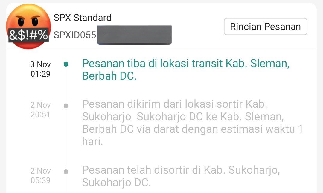 eraerst's tweet photo. ini spx kenapa lama bangettt dh, paket nyantol di sleman, ga update dr kmrn https://t.co/DCZBaA17BF