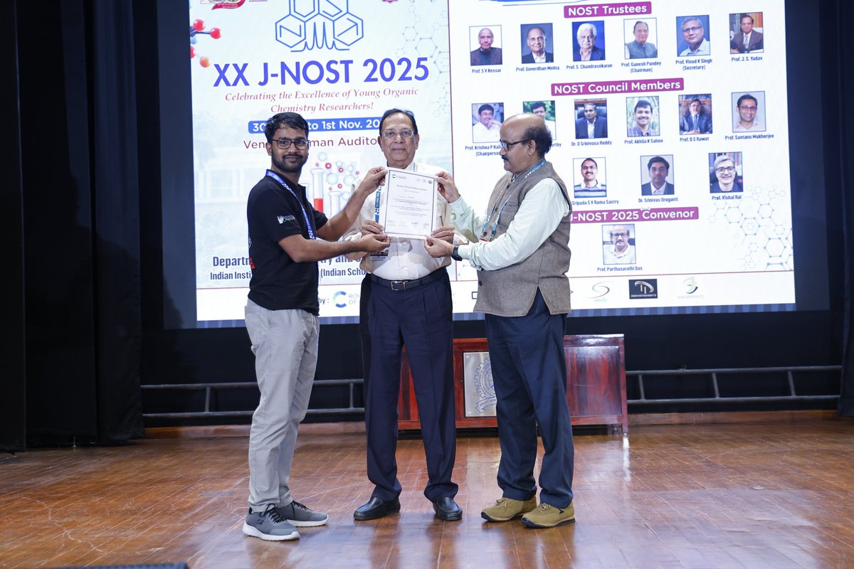 EnalDiazo_Group's tweet image. Congratulations to Mr. Sudhir Muduli @kumar_sudhir125 on receiving the Best Poster Award at XX-JNOST 2025 hosted by IIT (ISM) Dhanbad. 
Thanks to @NOST_India and @IITISM_DHANBAD for this wonderful opportunity.
Wishing him continued success in the future! @chm_iiserb