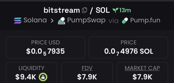AchakzaiSadiq's tweet image. Spotted #Bitstream at a $7.9k market cap and shared it exclusively in my private Telegram group.
#Cryptopump #Crypto #Altseason
#Solana #AltcoinAlert
