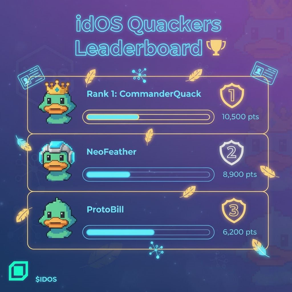 YapperWeb3's tweet image. 🏆 Leaderboard for the community! $IDOS 🚀

@idOS_network  introduces the “Quackers” leaderboard – a fun, competitive system that ranks community engagement, highlights active contributors, and rewards the early movers shaping the future of decentralized identity 🌐✨

#idOS