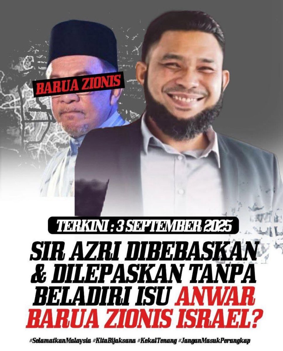 Sekarang Rakyat dah faham kenapa Aku dibebaskan dan dilepaskan tanpa perlu membela diri dari pertuduhan Mahkamah akta hasutan keluarkan kenyataan Anwar Barua Isr4el Zioni55. ? 

Sekarang negara dah tergadai maka wajib setiap dari kita berjuang bermati matian demi menyelamatkan