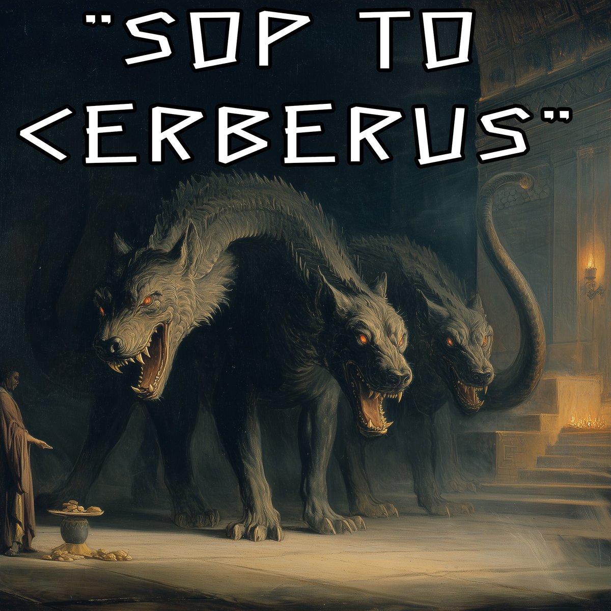 MythicCosmos's tweet photo. We use the phrase “a sop to Cerberus” to mean a small offering or bribe to placate trouble. https://t.co/BRIMGrCaKj
