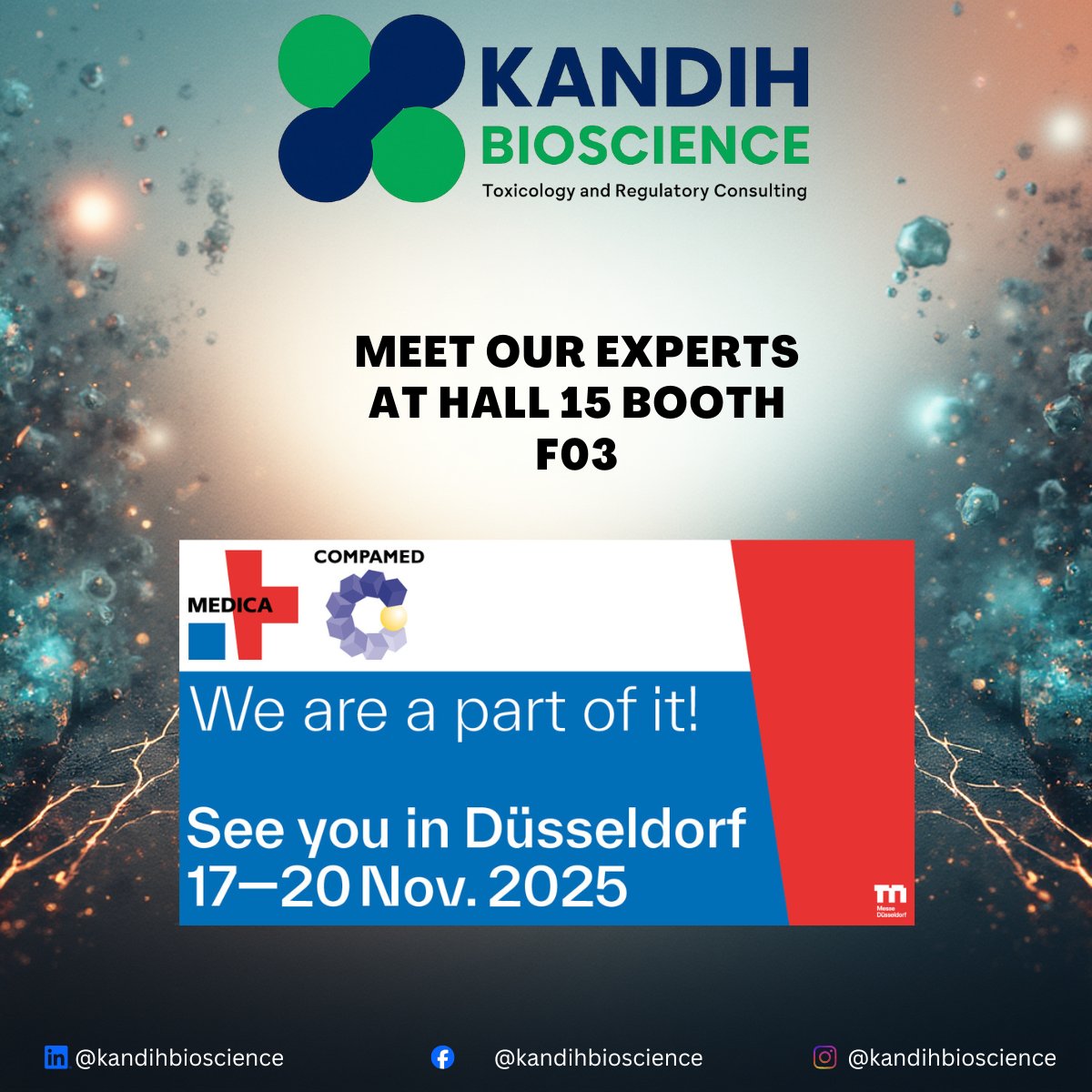 KandihBio's tweet photo. We’re thrilled to announce that Kandih Bioscience will be at #MEDICA2025 in Düsseldorf, Germany 🇩🇪 — November 17–20!
Come see how we’re shaping the future of healthcare innovation.

#Healthcare #MedTech #GlobalExhibition https://t.co/TC23DlnL0z