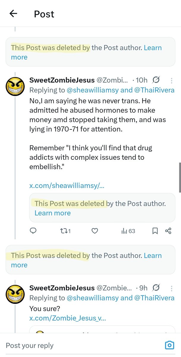 TRA troll tries to hide the absolute ass kicking he took last night by deleting dozens upon dozens of tweets, where he was debunked again and again over the "Marsha was trans" bullshit?

He even made up quotes by Johnson that didnt exist!

<a href="/sheawilliamsy/">Shay Yay</a> run bitch, run
🤭🤭🤭🤭🤭