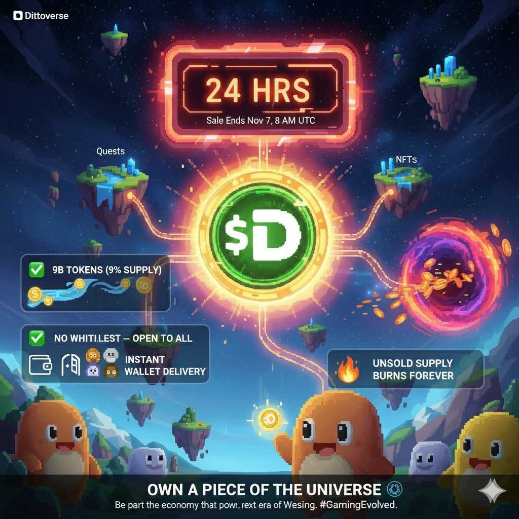 Kuchiki96580413's tweet photo. $DITTO public sale ends in 24hrs

✅ 9B tokens (9% supply)
✅ No whitelist, open to all
✅ Instant wallet delivery
✅ Unsold supply burns forever

$DITTO isn’t just a token, it’s the energy source for every quest, roll, and NFT inside the Dittoverse.

🕐 Sale ends Nov 7, 8 AM UTC https://t.co/8mzoA7XAxe