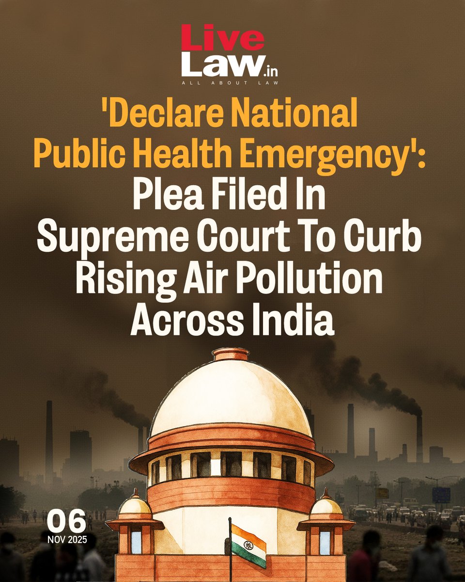 LiveLawIndia's tweet image. “2.2 million schoolchildren in Delhi have already suffered irreversible lung damage&quot;, the plea claims.
Read more: bitl.to/5IFl
#SupremeCourt #AirPollution