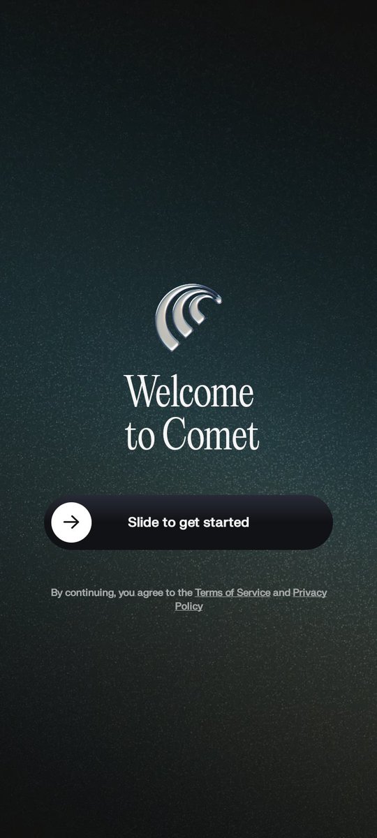 Comet welcome screen