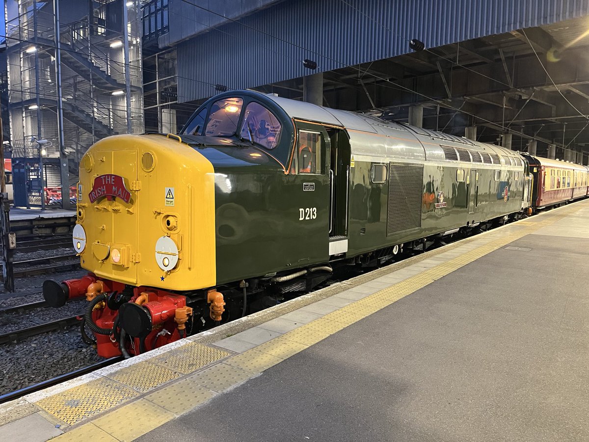 Off to Carlisle today on ⁦<a href="/LocoServicesGrp/">Locomotive Services Group</a>⁩ ‘The Royal Scot’ (yes I know we have an Irish Mail headboard!). Something very exciting taking over the train at Crewe…