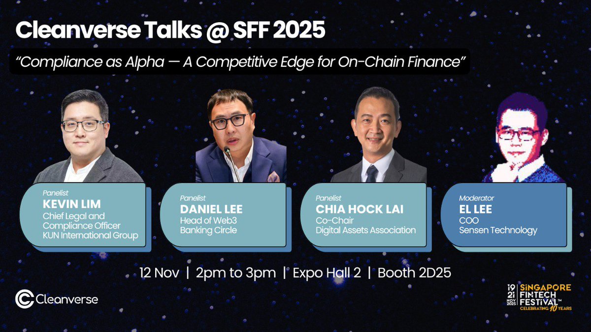 In a world where everything is on-chain, compliance isn’t a checkbox - it’s the moat.

At Singapore FinTech Festival, join us for a high-energy conversation on how compliance as alpha is reshaping digital finance. This session explores why verified identity, auditable fund flows,