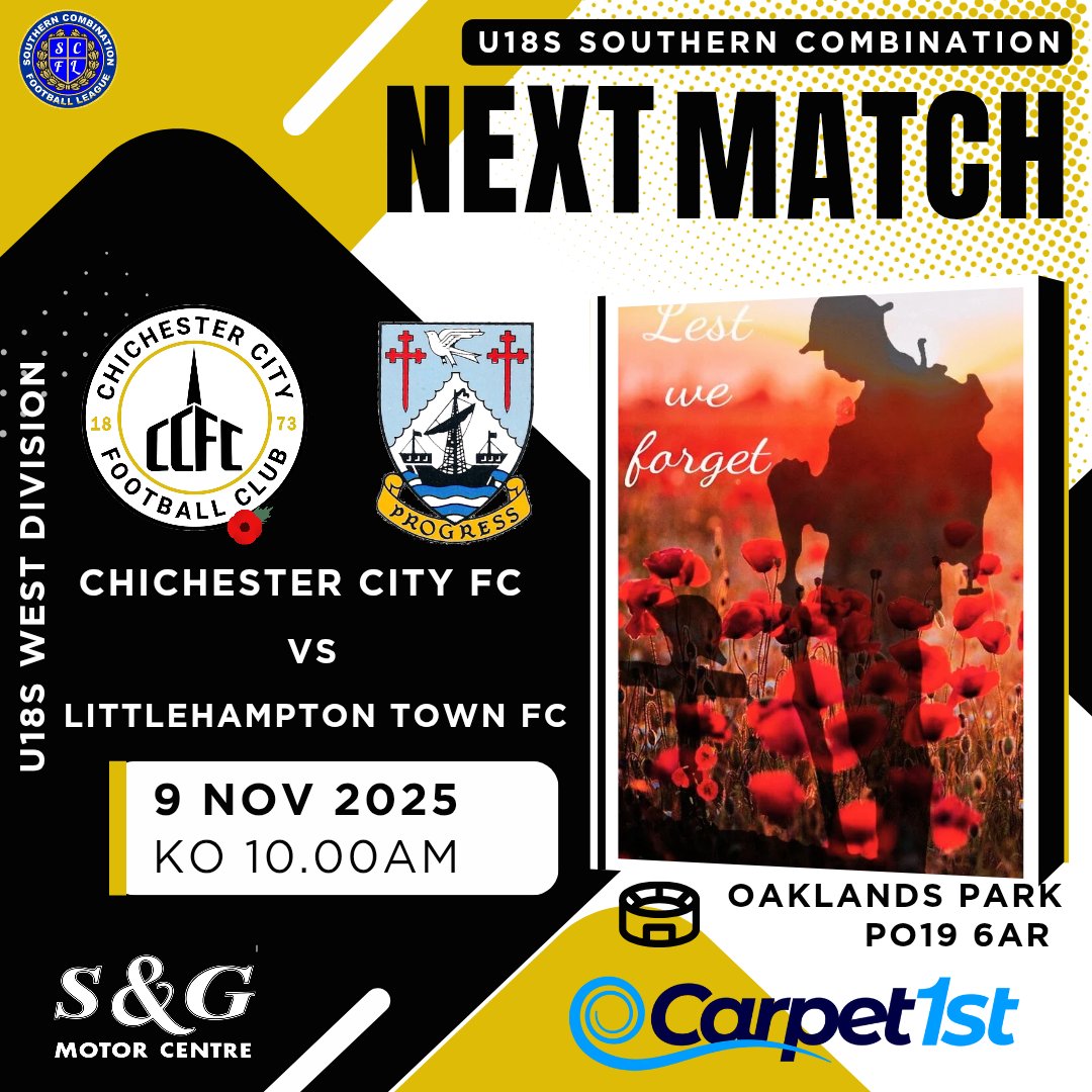 DevelopmentCCFC's tweet image. ⏭️ NEXT UP 

Our U18S SCFL welcome @LittlehamptonFC to Oaklands Park this Sunday. 

#upthechi⚪️⚫️