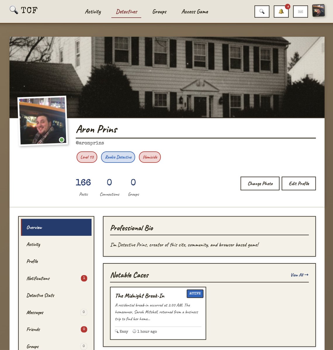 Detective Profiles are coming along nicely for my browser based game!