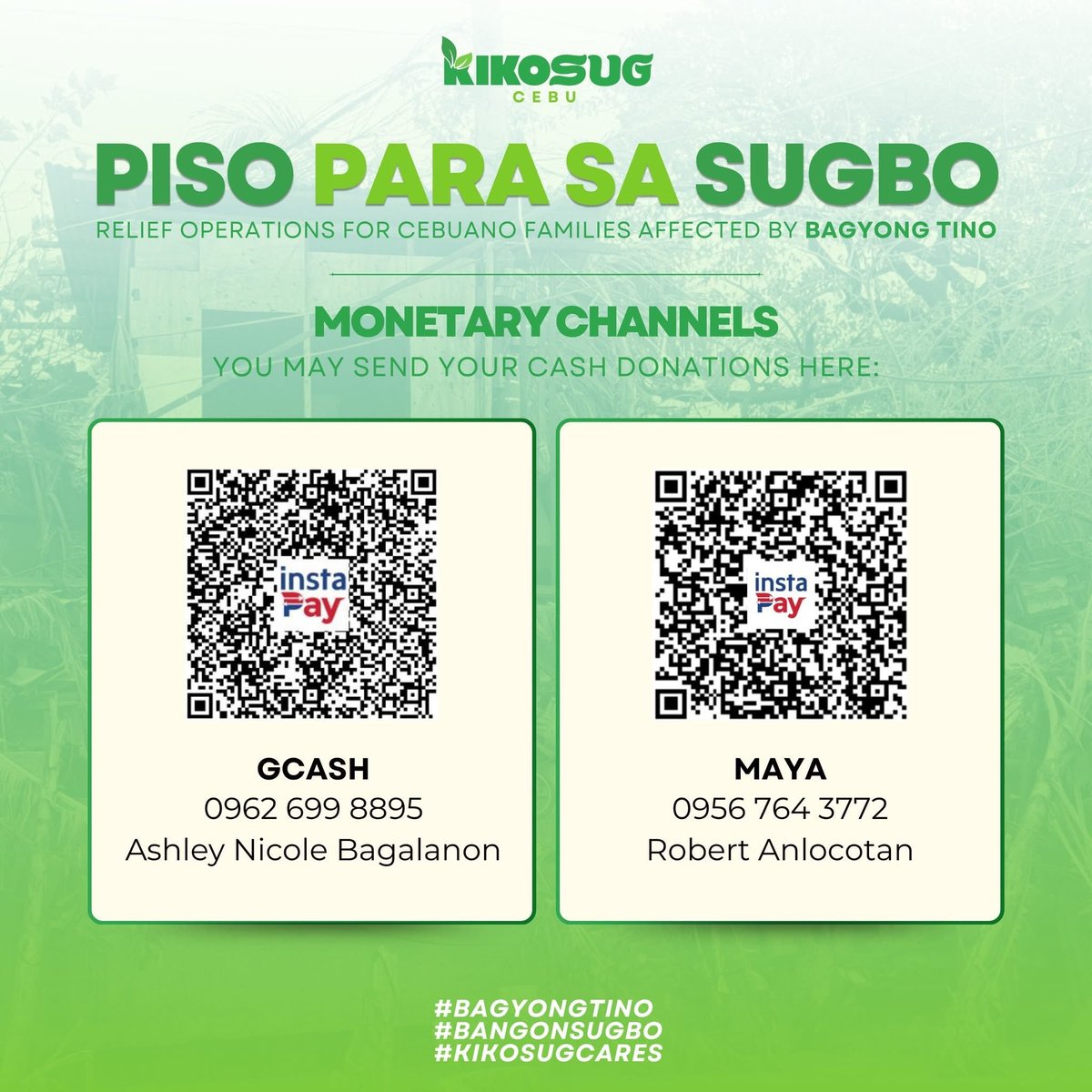tsukkitamago's tweet photo. for those who would like to donate to those who were affected by the typhoon, you may donate to kikosug cebu, which is a youth-led volunteer community. any amount will really help💗 https://t.co/YDbjOvQEhR