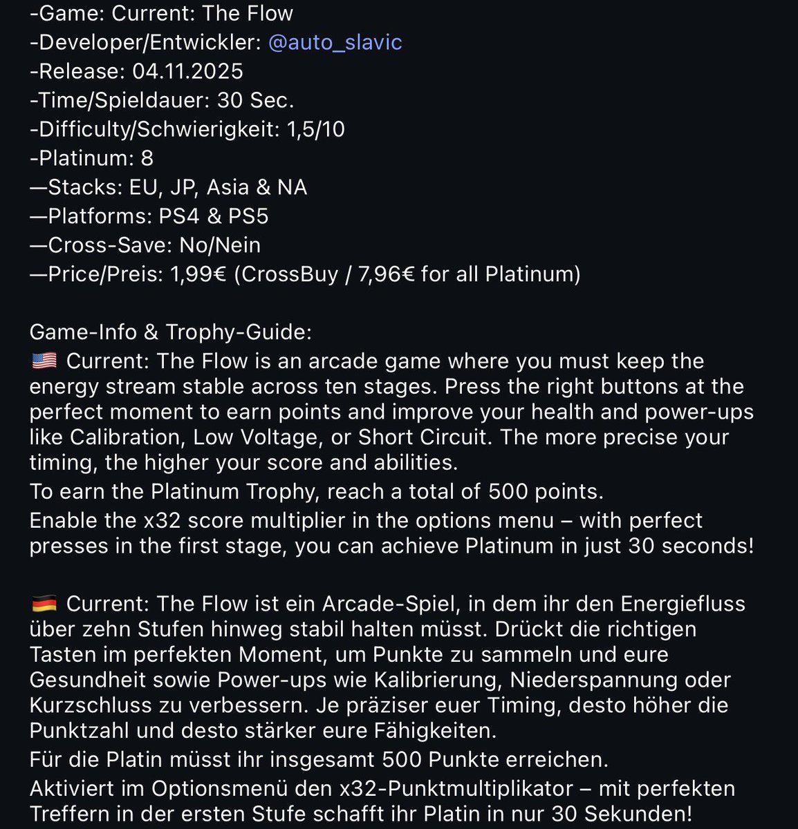 Since tuesday #CurrentTheFlow by <a href="/AutoSlavic/">Auto Slavic</a> is available 🏆🎉

instagram.com/p/DQtO1KtjFGx/

<a href="/SilentGhost86/">SilentGhost</a> <a href="/PSN_Robert2567/">Robert2567</a> <a href="/TrophyN3rd/">🎮 TrophyN3rd</a> <a href="/PlatCat/">TᕼE ᑭᒪᗩTIᑎᑌᗰ ᑕᗩT</a> <a href="/DerPlatinjunge/">Platinjunge</a> <a href="/Phil_TDZ/">Siralja</a> <a href="/IBadDriverI/">IBadDriverI</a> <a href="/Luc0rval/">The Dutch 🇳🇱 Trophy🏆 Hunter</a>