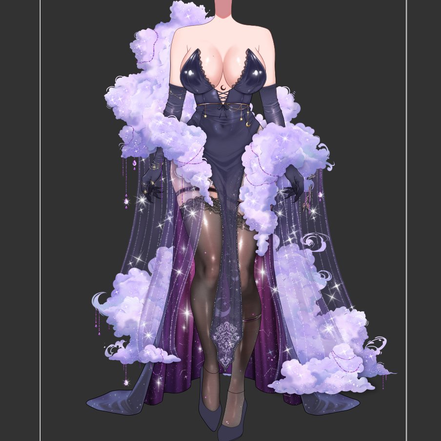 high_on_sky's tweet image. 🌘OC MODEL OUTFIT REVEAL🌒
AAAAAAAAAAAAAAA I AM SO PRETTY!

🎨@FluffyPrism 

#VTuber #Live2D