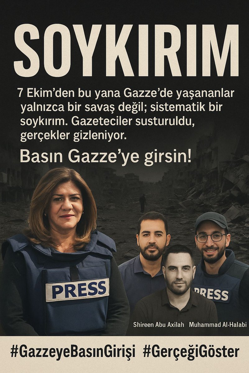 Siyonist İsrail gazetecilerin Gazze'ye girmesine izin vermiyor. Dünya'nın gerçekleri bilmeye hakkı var!
#StopGenocideInGaza