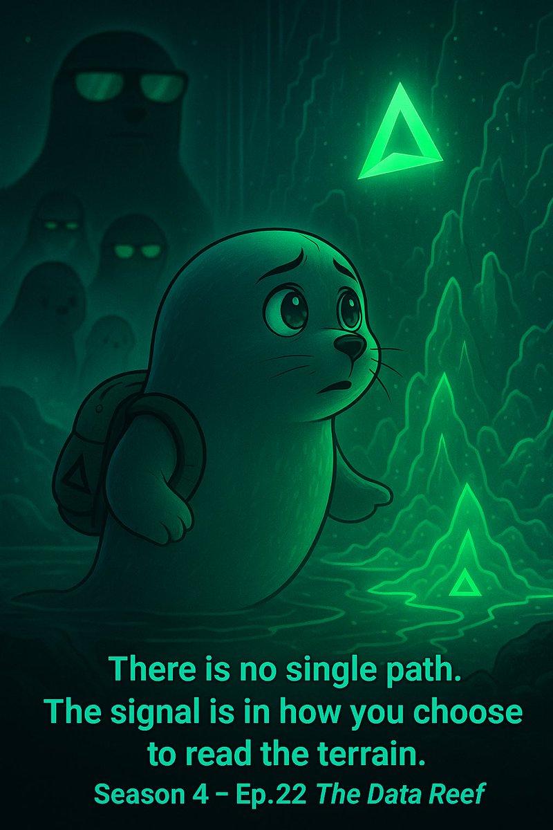 egdeledger's tweet image. Season 4 – Ep.22 The Data Reef

“There is no single path.
The signal is in how you choose to read the terrain.”

#edgeX #DataReef #DeFiFlow #SignalMapping #SealSaga

Young Seal: “Which way should we go?”
Maru: “That’s the point. On edgeX, the way isn’t given — it’s sensed.”…