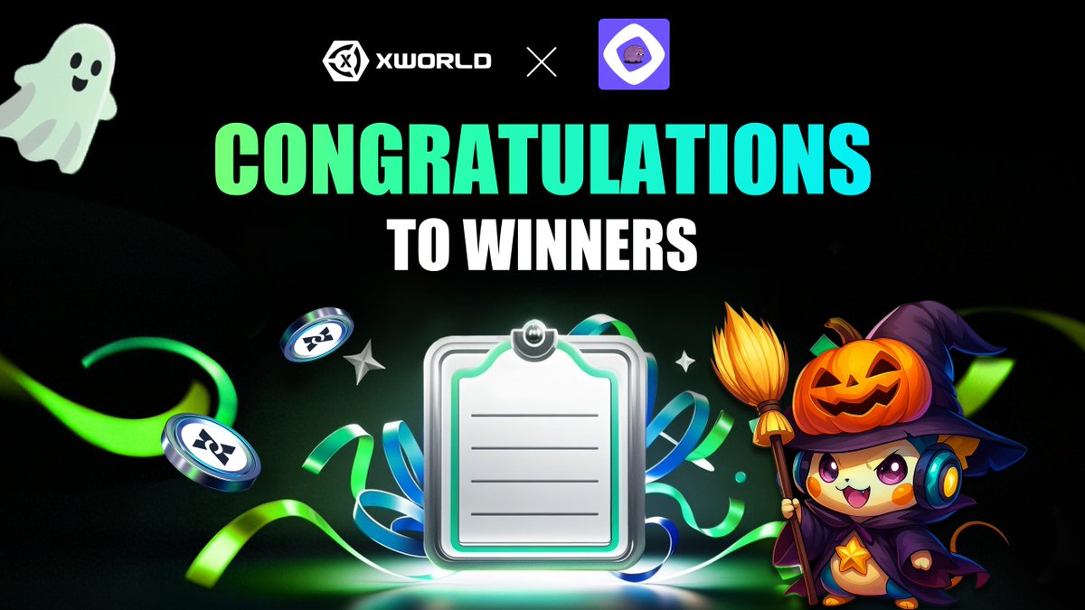 xworld_ai's tweet photo. 🎃 Phase 4 Winners Revealed! 🏆  

👻 Congrats to our next 5 lucky winners of the Haunted Carnival! Rewards will arrive within 7 working days.  

🏆 Winners: 
@Emmanue90280028 - UID: 300461357
@setiajinur76629 - UID: 806875426 
@MnhHuyL3 - UID: 2882287 
@dredd668175 - UID: 201154319 
@Hin1898873 - UID: 5393300  

⚠️ Double-check your UID before the ghosts claim your prize!  

👉 Stay tuned for the next drop… something even bigger may be on the way 👀  

#XWorld #GnadInternTH #HauntAndHunt #Halloween2025