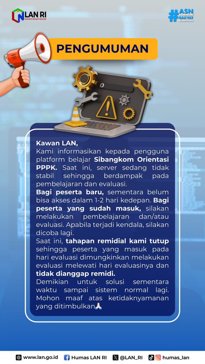 LAN_RI's tweet image. Pengumuman ⚠️
#Development #developerproblems #sibangkom