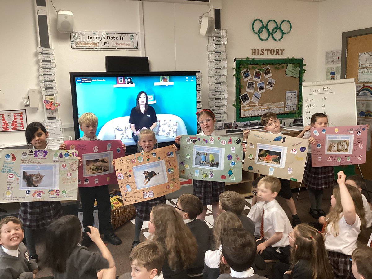 MapleTree_GSP's tweet image. In science we were learning how to look after different pets and made poster in groups to show each pets’ needs. We also heard from the RSPSA about how to keep pets safe on Bonfire night. #greatsankeyscience