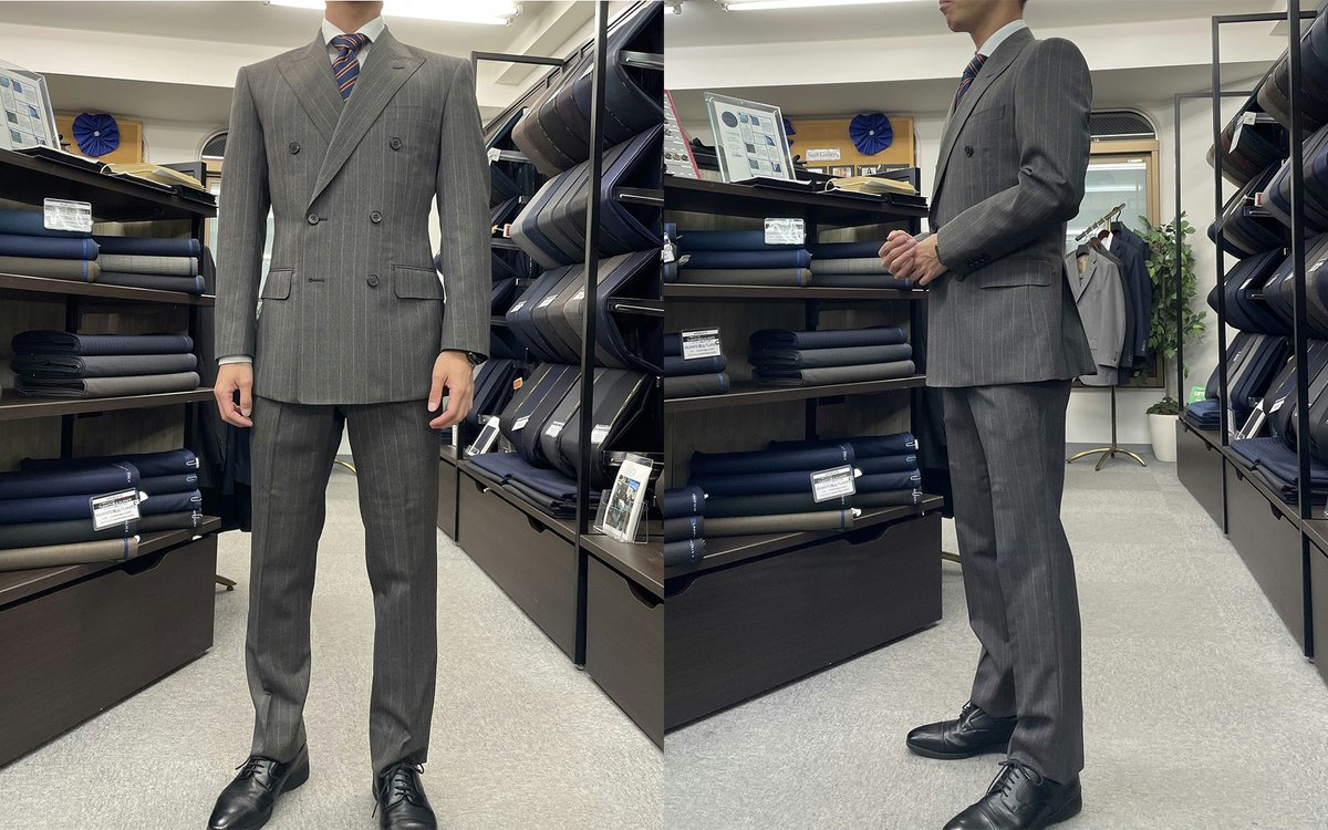 スタッフコーデ紹介📝 カノニコのワイドストライプ生地をダブルスーツ