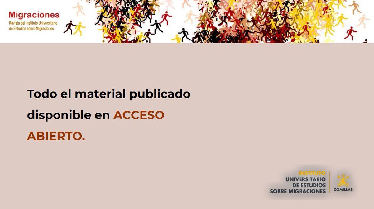 📢 En la Revista Migraciones apostamos por el acceso abierto: todos los artículos están disponibles en línea, de forma gratuita.
Este modelo amplía la visibilidad internacional de las investigaciones y facilita el intercambio de conocimiento.
🌐revistas.comillas.edu/revistamigraci…