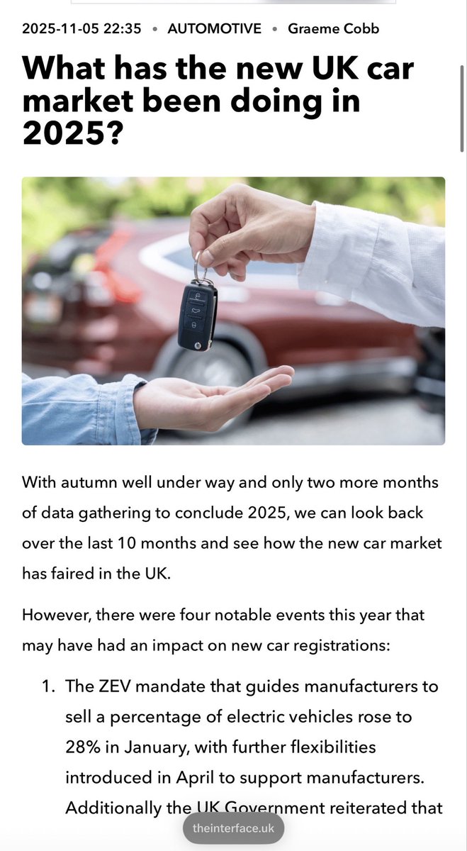 🚗 A Summary Of U.K. car registrations 🚗

I wrote an article for <a href="/alexlowe30/">Alex Lowe</a> website <a href="/the_interface_/">the interface</a>  Check it out below 👇

theinterface.uk/blog-posts/wha…