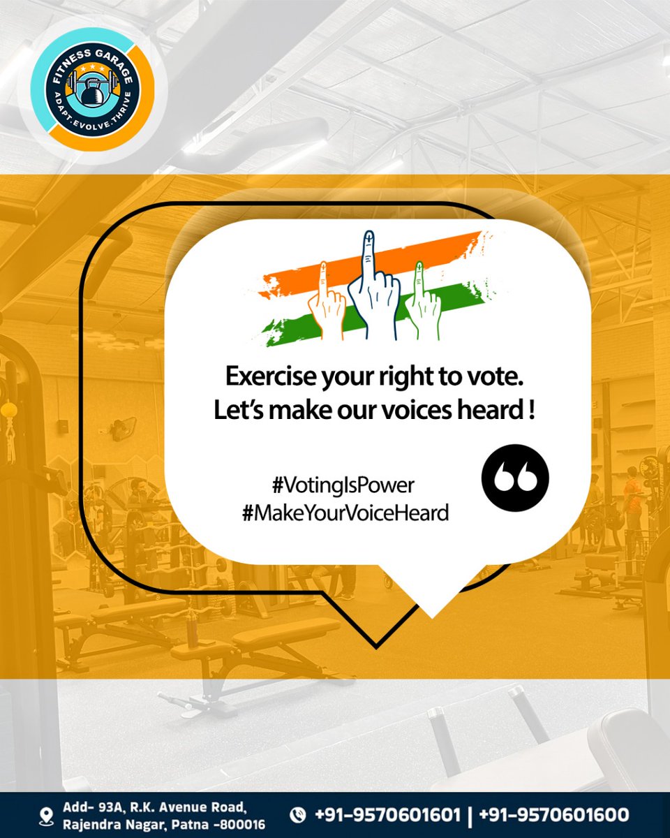 fitness_garage4's tweet image. Strong bodies. Stronger voices. 💪

This election season, exercise more than your muscles  exercise your right to vote!
Let’s make our voices count!

#VotingIsPower #MakeYourVoiceHeard #FitnessGarage #rightovote #StrongTogether
