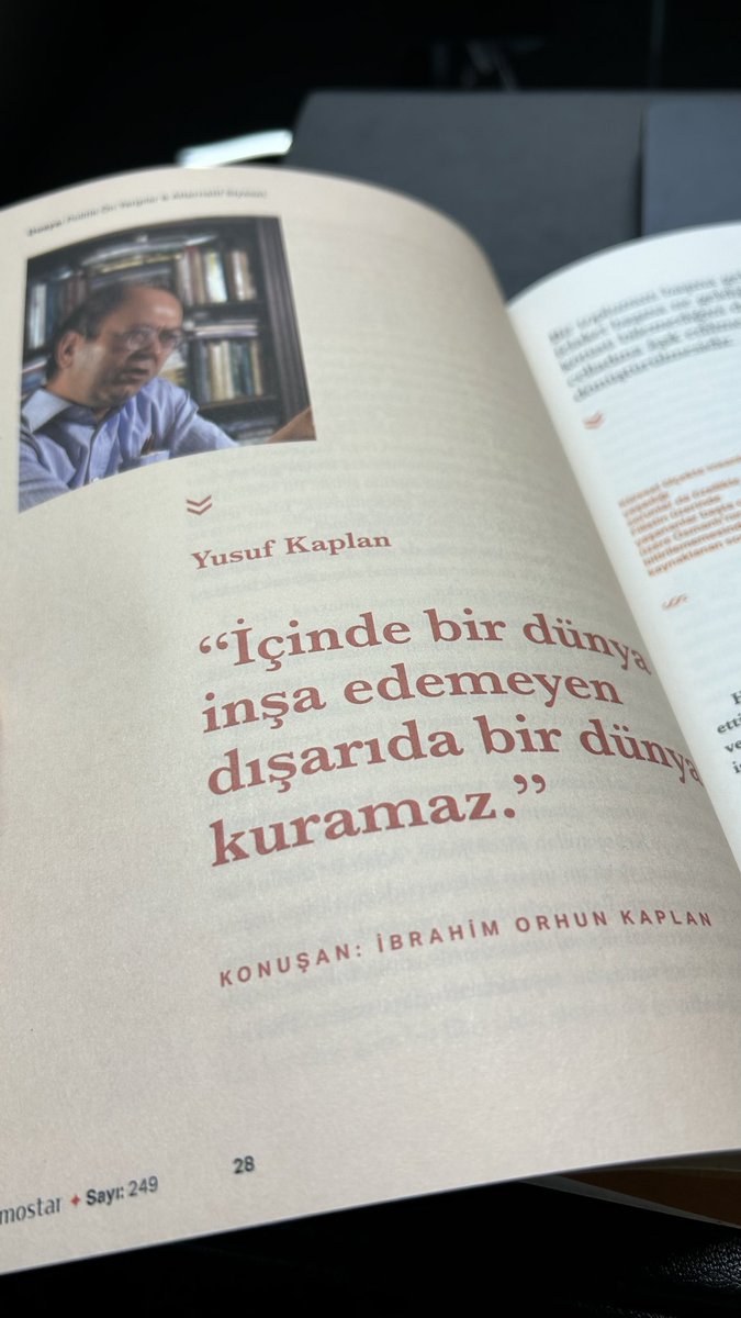 Bir gün gelecek bir gün kalacak diyoruz.
Derdi olanın sözü şifadır.

Yusuf hocam bu ay Mostar dergisinde günümüz sorunlarını ve çözümlerini çok güzel özetlemiş. 

“İçinde bir dünya inşa edemeyen dışarıda bir dünya kuramaz”
<a href="/yenisafakwriter/">yusuf kaplan</a> <a href="/Mostaryayinlari/">Mostar</a>