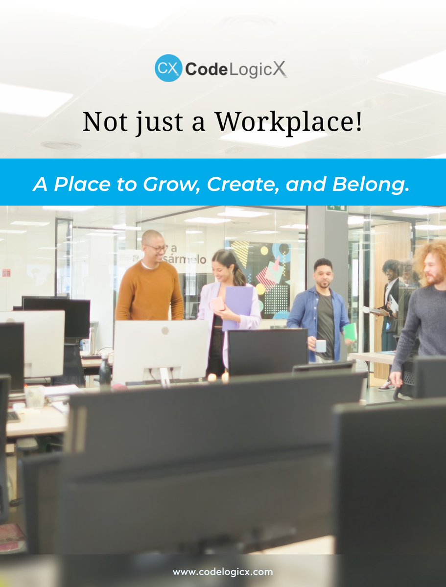 Codelogicx's tweet image. At CodeLogicX, we believe great technology starts with great people.

At CodeLogicX, we don’t just work — we thrive together.
#BestPlaceToWork #LifeAtCodeLogicX #TeamCodeLogicX #TechCareers #WorkCulture #EmployeeExperience