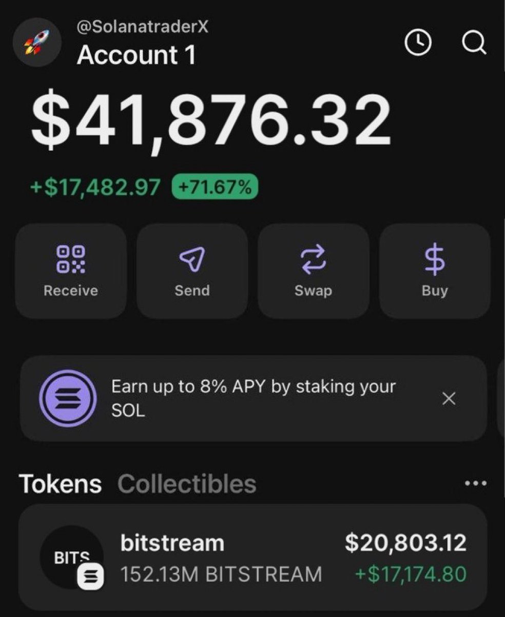 SOLANA___TRADER's tweet image. #BITSTREAM is making waves printing huge profits on my Alpha telegram group 🏆💰🚀🤝

If you’re in my  tg group your copy trade would have been on same profit as I am

Ca:
GQxGfTJgXj9ASrBWyMuESrNKJ4dd12v7zNSL2NzUinRA