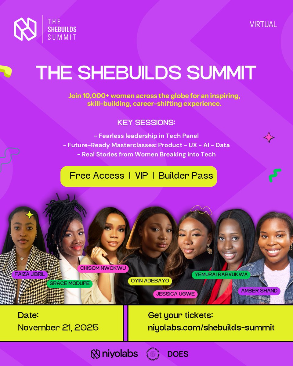 niyoco__'s tweet photo. If you’ve ever said, “I want to do more in tech, launch products, start something big”, this is your sign. 🚀

On November 21, thousands of women across the globe are coming together to learn, lead, and build.

Grab your FREE, VIP, or BUILDER pass now 👉 https://t.co/uiHw6KLW0S https://t.co/CX85OBPHsc