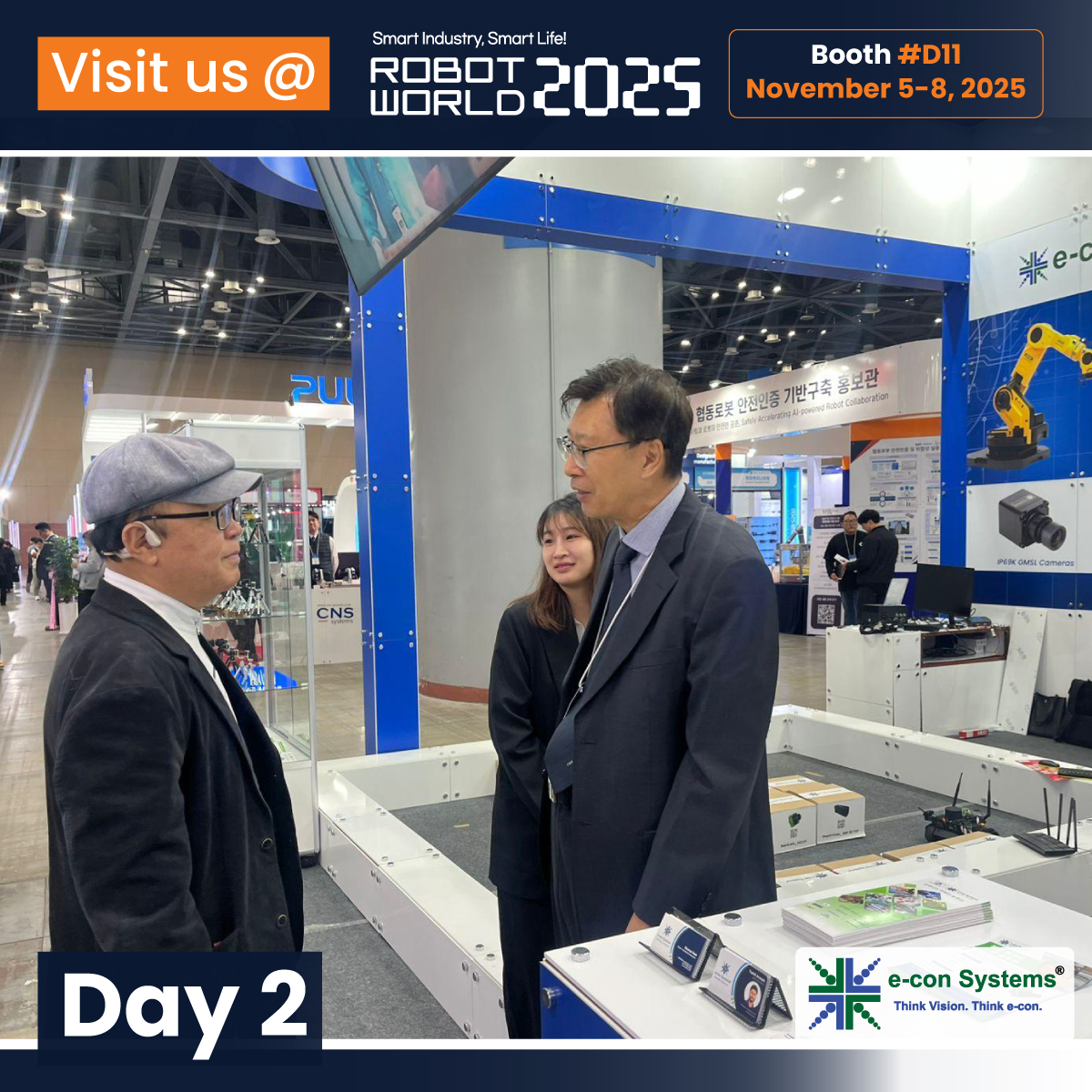 econsystems's tweet image. 🚀 Day 2 Highlights from #RobotWorld!

Don’t miss our live demos—visit Hall 2 | Booth D11.
#ADAS #Robotworld2025 #Robotics #econSystems #SouthKorea
