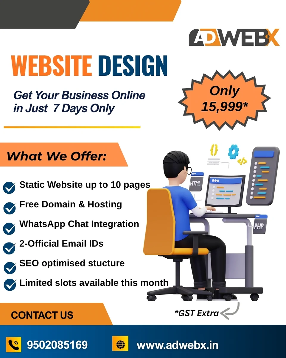Best Website Design in Hyderabad | Website Development in Hyderabad. 
Struggling to find one agency that handles it all? Adwebx offers expert web designing and robust web development to build a high-performance online presence. We then amplify your reach with powerful digital marketing services tailored to drive real business growth.
 Visit Us - https://adwebx.in
Call Now - 9502085169 
#Adwebx  #softwarecompany #Technologies #AdwebxTechnologies #seo #socialmediamarketing #seoservices #seopacakegs #Searchenginemarketing #sem #digitalmarketing #services #hyderabad
#Contentmarketing #Marketing #Leadgeneration #Videoproduction #Logodesign #Brandidentitydesign #Mobileappdevelopment #appdevelopment #Ecommercewebsiteservices #Websitedesign
